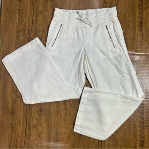 Athleta White Linen Wide Leg Pants Size 2P